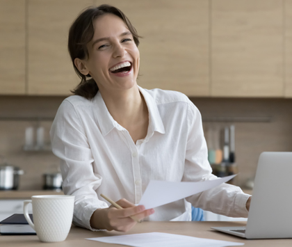 a woman happy about being certified